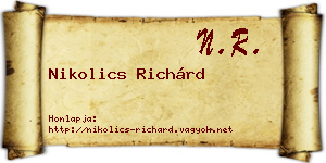Nikolics Richárd névjegykártya