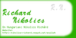 richard nikolics business card