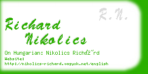 richard nikolics business card
